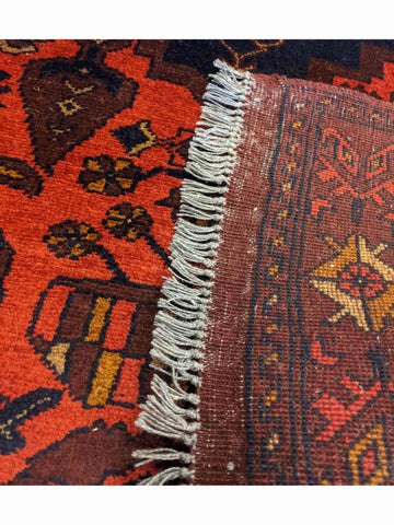 155 x 100 cm Afghan Khan Tribal Red Rug - Rugoutlet