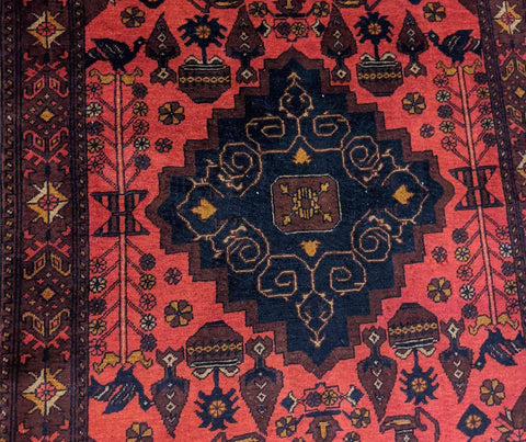 155 x 100 cm Afghan Khan Tribal Red Rug - Rugoutlet
