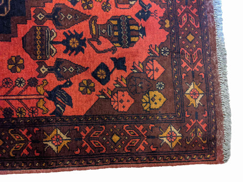 155 x 100 cm Afghan Khan Tribal Red Rug - Rugoutlet