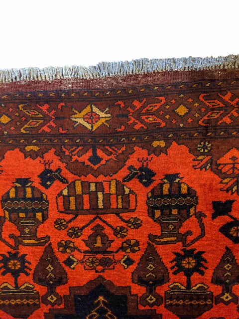155 x 100 cm Afghan Khan Tribal Red Rug - Rugoutlet