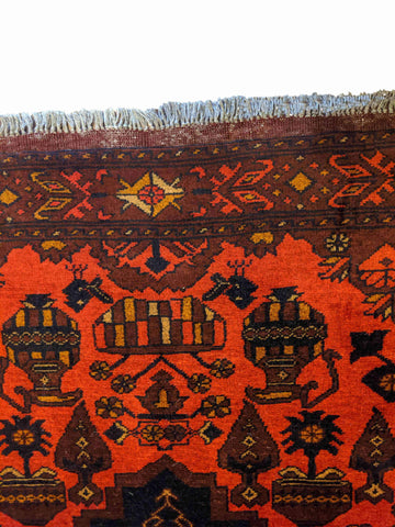 155 x 100 cm Afghan Khan Tribal Red Rug - Rugoutlet