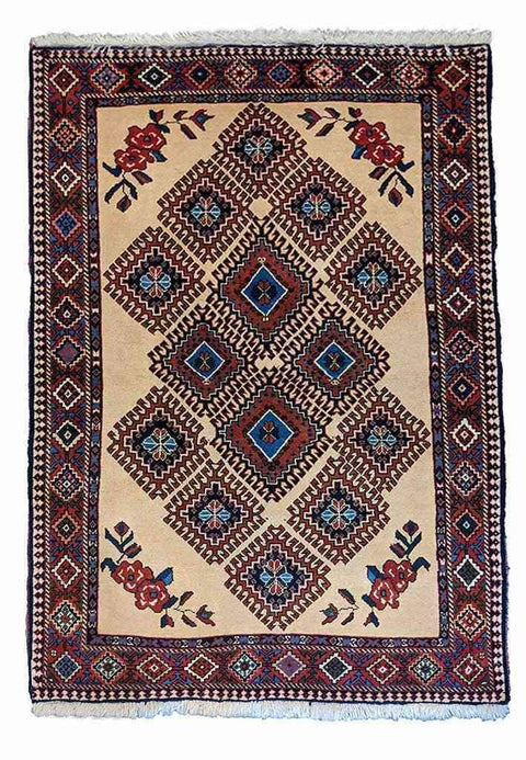 155 x 102 cm Yalameh Tribal Beige Rug - Rugoutlet