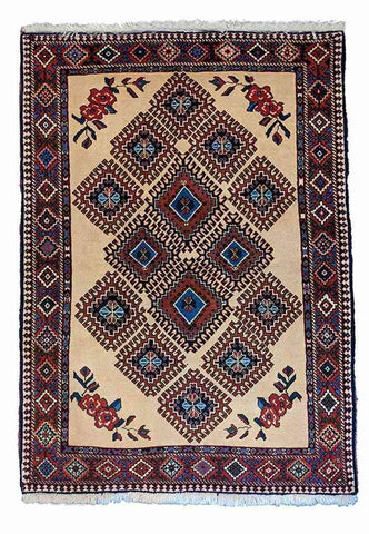 155 x 102 cm Yalameh Tribal Beige Rug - Rugoutlet