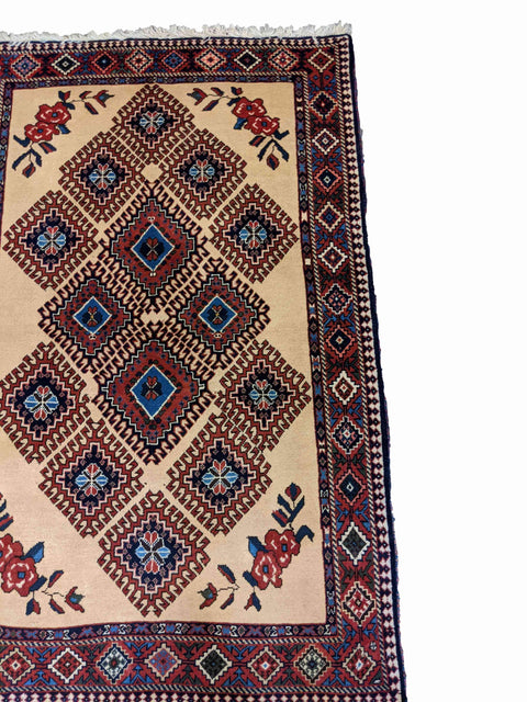 155 x 102 cm Yalameh Tribal Beige Rug - Rugoutlet