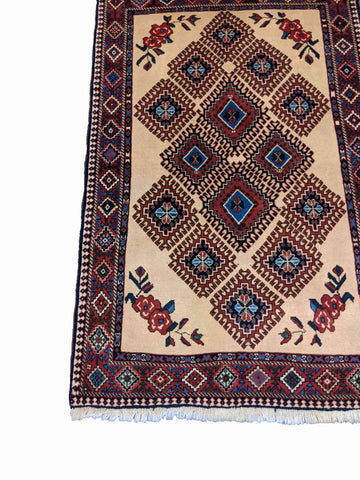 155 x 102 cm Yalameh Tribal Beige Rug - Rugoutlet