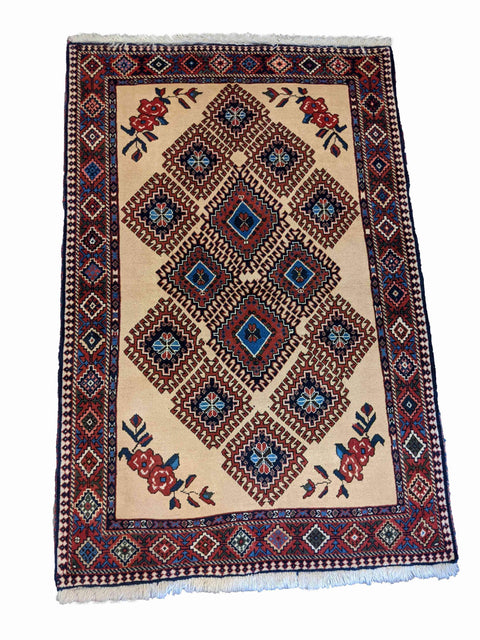 155 x 102 cm Yalameh Tribal Beige Rug - Rugoutlet