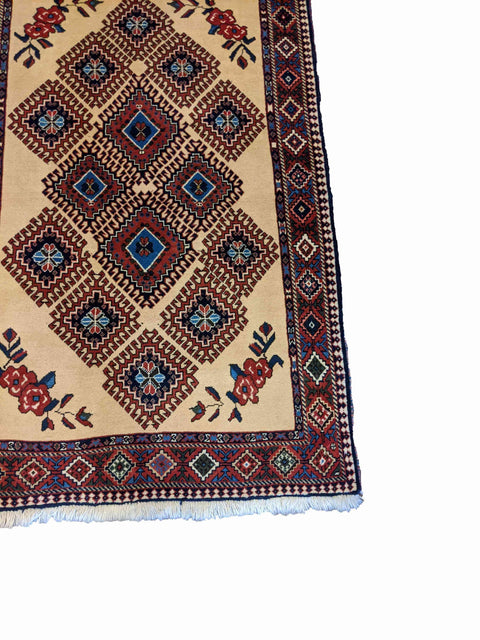 155 x 102 cm Yalameh Tribal Beige Rug - Rugoutlet