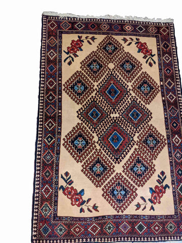 155 x 102 cm Yalameh Tribal Beige Rug - Rugoutlet