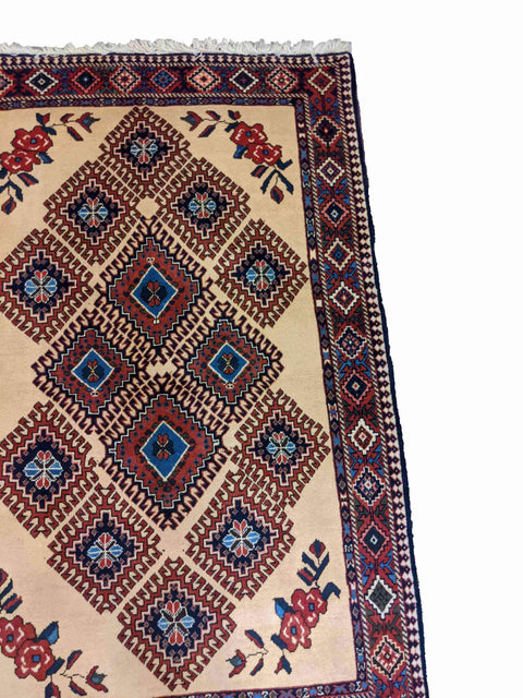 155 x 102 cm Yalameh Tribal Beige Rug - Rugoutlet