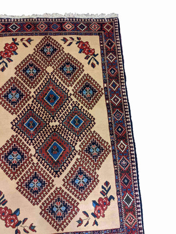 155 x 102 cm Yalameh Tribal Beige Rug - Rugoutlet
