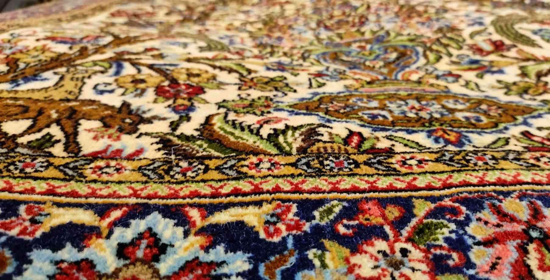 155 x 105 cm Fine Persian Qum silk and wool Traditional Yellow Rug - Rugmaster