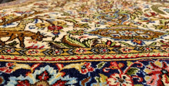 155 x 105 cm Fine Persian Qum silk and wool Traditional Yellow Rug - Rugoutlet