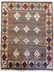 155 x 115 cm Qashqai Persian Tribal Brown Rug - Rugoutlet