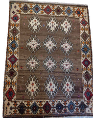 155 x 115 cm Qashqai Persian Tribal Brown Rug - Rugoutlet