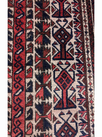 155 x 84 cm Persian Baluch Prayer Traditional Red Rug - Rugoutlet