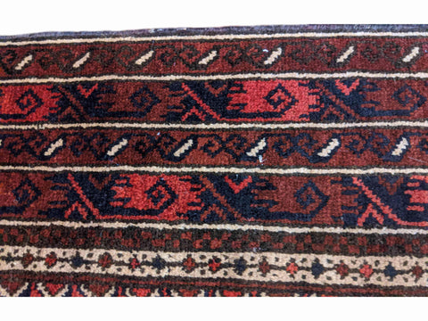 155 x 84 cm Persian Baluch Prayer Traditional Red Rug - Rugoutlet