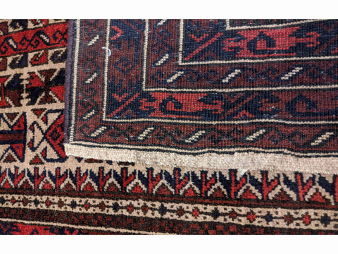 155 x 84 cm Persian Baluch Prayer Traditional Red Rug - Rugoutlet