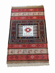 155 x 96 cm Fine Persian Baluch sumak Tribal Terracotta Rug - Rugoutlet