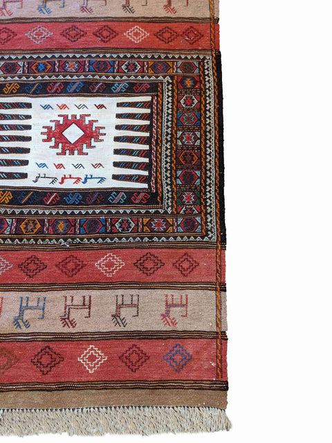 155 x 96 cm Fine Persian Baluch sumak Tribal Terracotta Rug - Rugoutlet