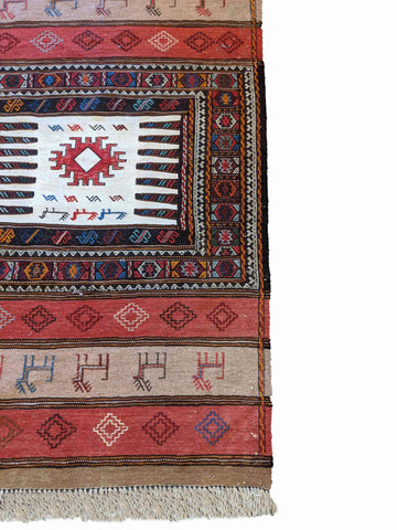 155 x 96 cm Fine Persian Baluch sumak Tribal Terracotta Rug - Rugoutlet