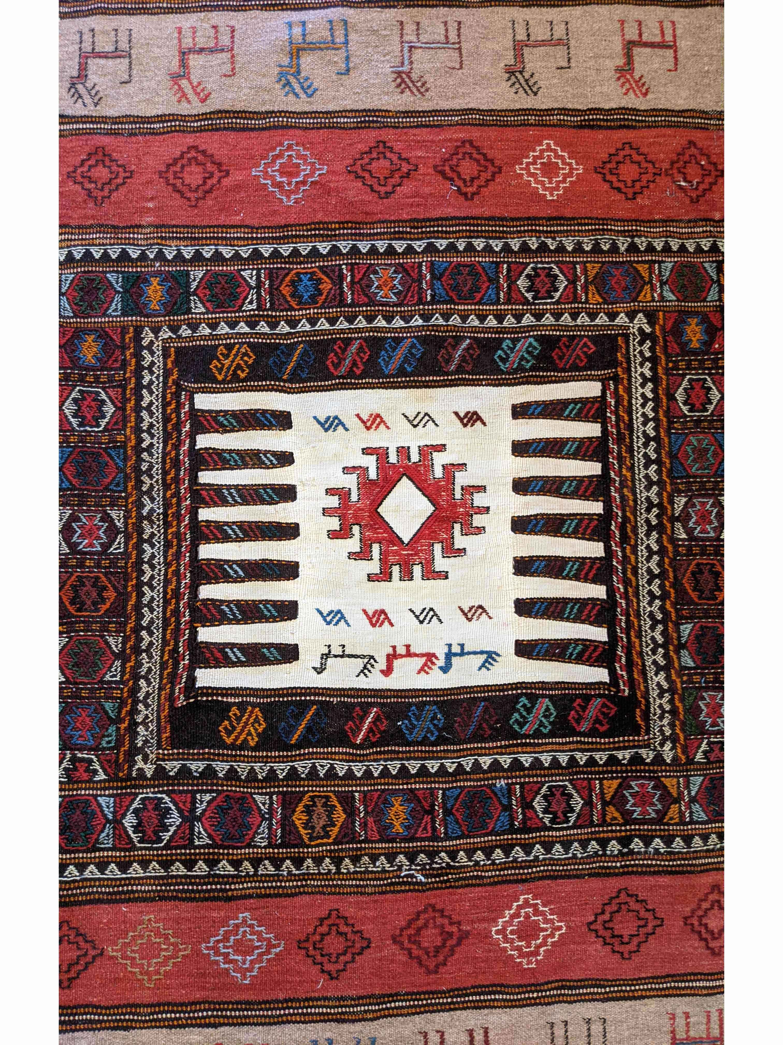 155 x 96 cm Fine Persian Baluch sumak Tribal Terracotta Rug - Rugoutlet