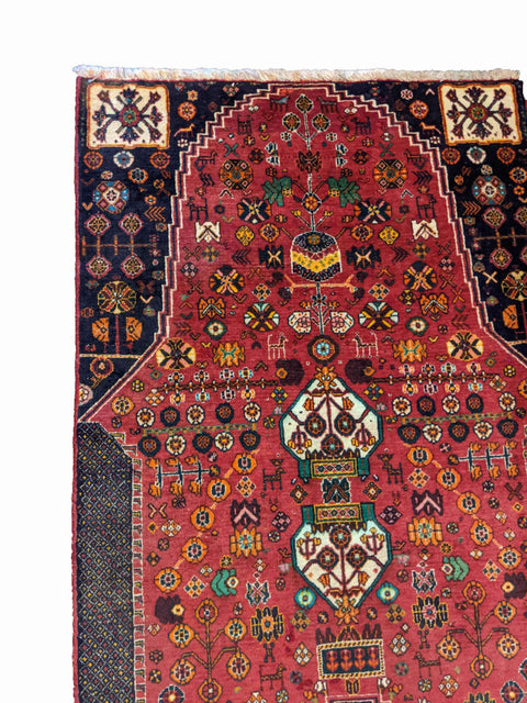 155 x 97 cm qashqai Tribal Red Rug - Rugoutlet