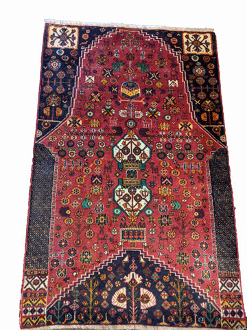 155 x 97 cm qashqai Tribal Red Rug - Rugoutlet