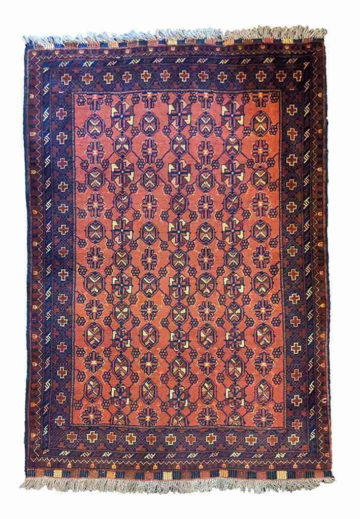 156 x 107 cm Afghan Khan Tribal Terracotta Rug - Rugmaster