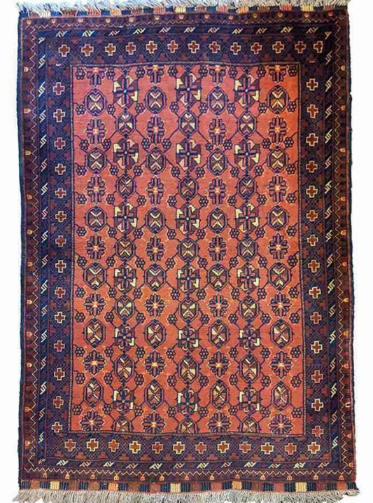 156 x 107 cm Afghan Khan Tribal Terracotta Rug - Rugoutlet