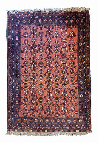 156 x 107 cm Afghan Khan Tribal Terracotta Rug - Rugoutlet