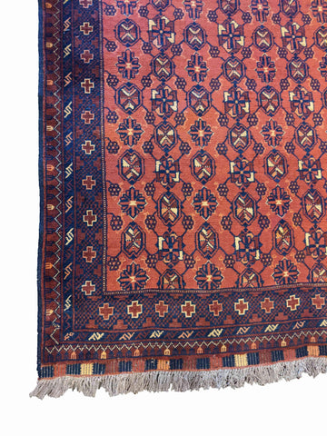 156 x 107 cm Afghan Khan Tribal Terracotta Rug - Rugoutlet