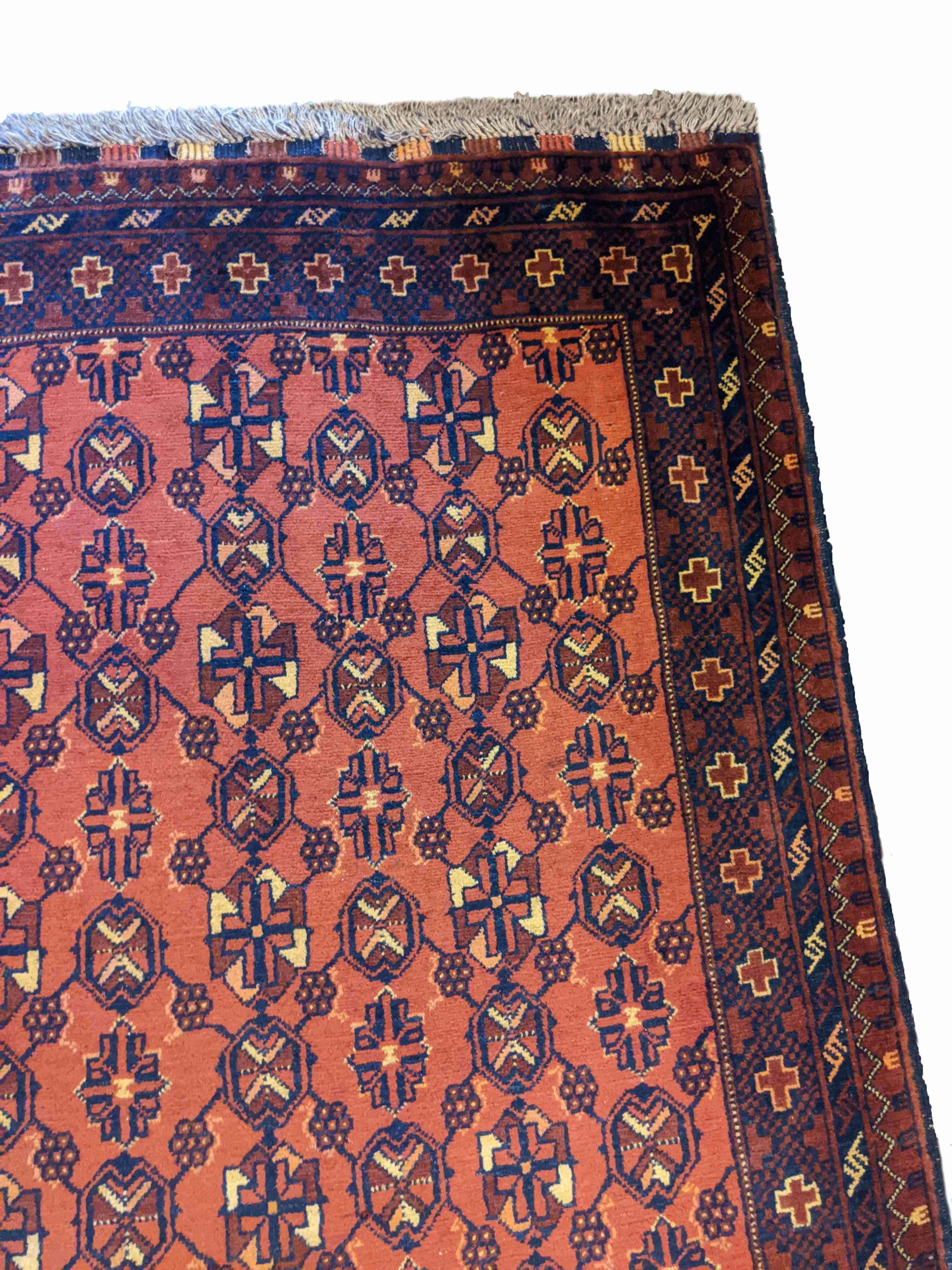 156 x 107 cm Afghan Khan Tribal Terracotta Rug - Rugoutlet