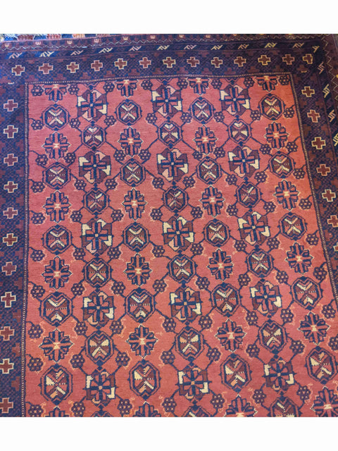 156 x 107 cm Afghan Khan Tribal Terracotta Rug - Rugoutlet