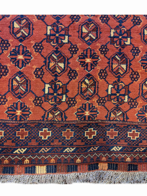 156 x 107 cm Afghan Khan Tribal Terracotta Rug - Rugoutlet