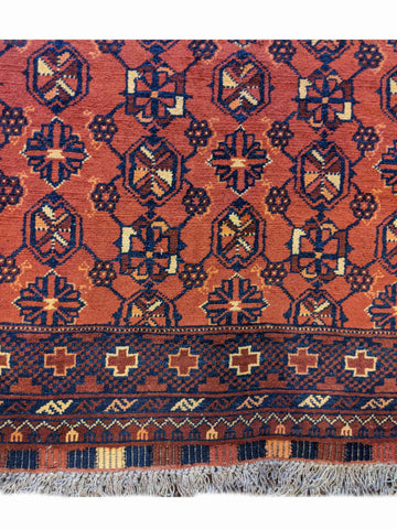 156 x 107 cm Afghan Khan Tribal Terracotta Rug - Rugoutlet