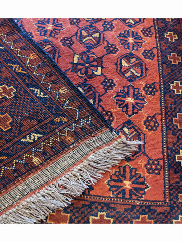 156 x 107 cm Afghan Khan Tribal Terracotta Rug - Rugoutlet