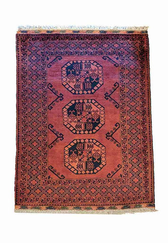 157 x 102 cm Fine Afghan New wool Tribal Red Rug - Rugoutlet