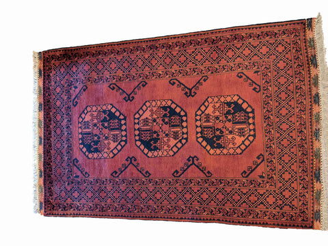 157 x 102 cm Fine Afghan New wool Tribal Red Rug - Rugoutlet
