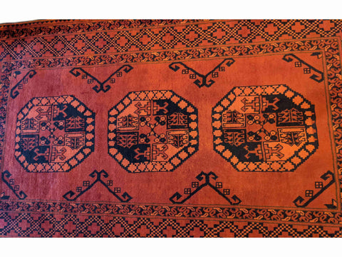 157 x 102 cm Fine Afghan New wool Tribal Red Rug - Rugoutlet
