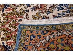 157 x 106 cm (5.15 x 3.48 ft) Fine Persian QUM Silk & Wool Traditional Multi coloured Rug - Rugoutlet