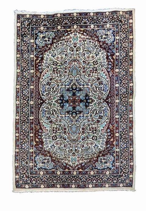 157 x 95 cm Kerman Geometric Blue Rug - Rugoutlet