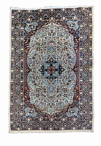 157 x 95 cm Kerman Geometric Blue Rug - Rugoutlet