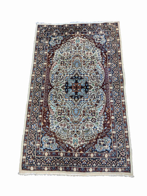 157 x 95 cm Kerman Geometric Blue Rug - Rugoutlet