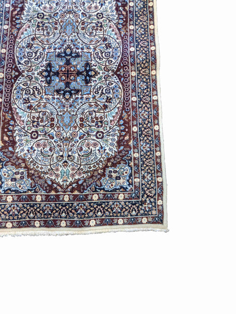 157 x 95 cm Kerman Geometric Blue Rug - Rugoutlet