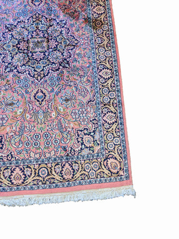 158 x 195 cm Kashmir Silk Traditional Pink Rug - Rugoutlet