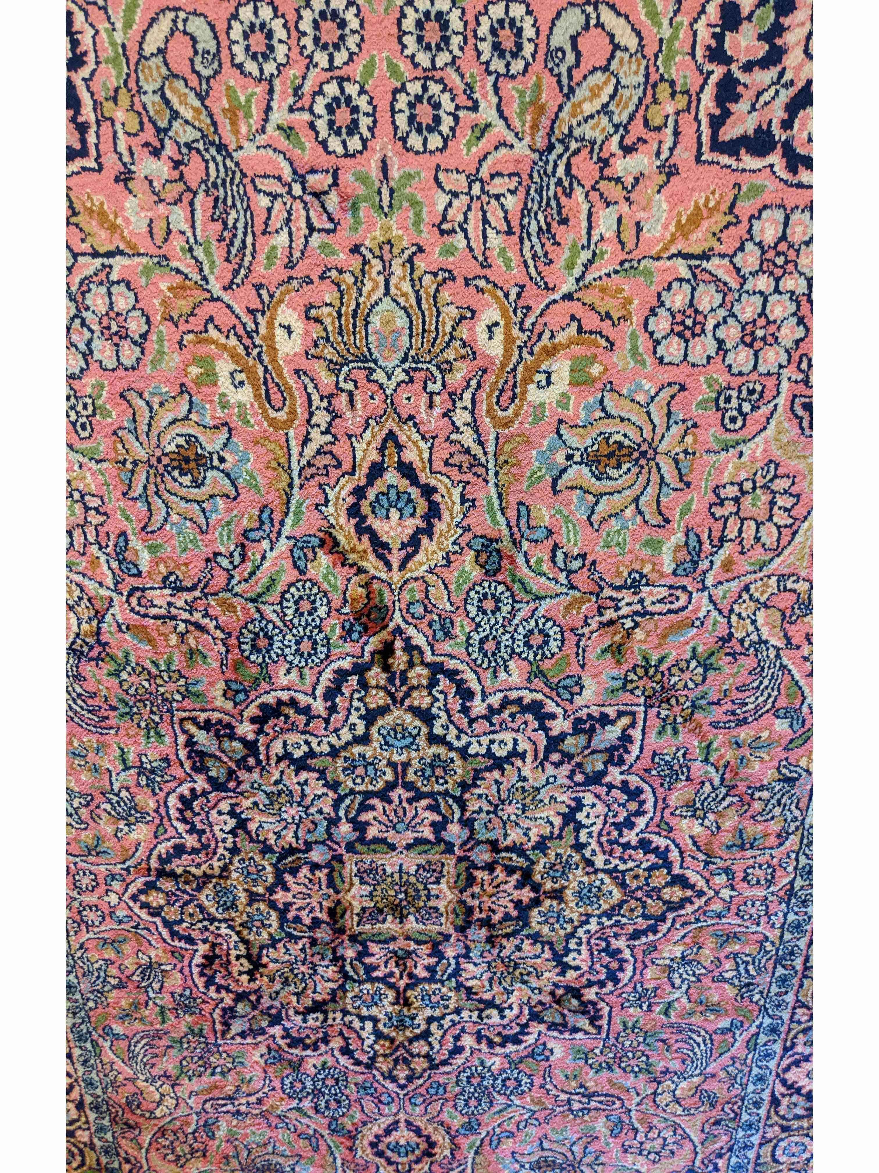 158 x 195 cm Kashmir Silk Traditional Pink Rug - Rugmaster