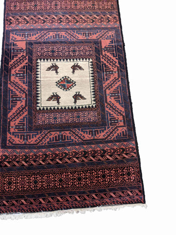 158 x 85 cm Persian Baluch Sumak Tribal Red Rug - Rugoutlet