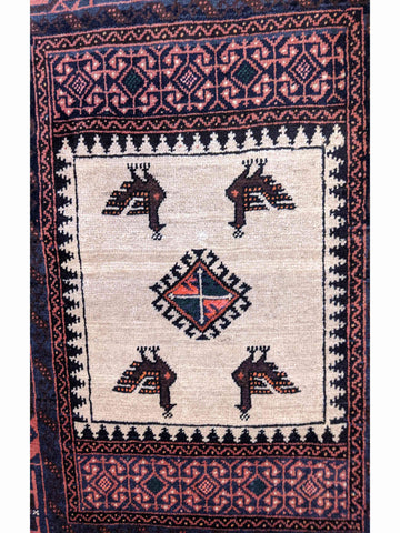 158 x 85 cm Persian Baluch Sumak Tribal Red Rug - Rugoutlet