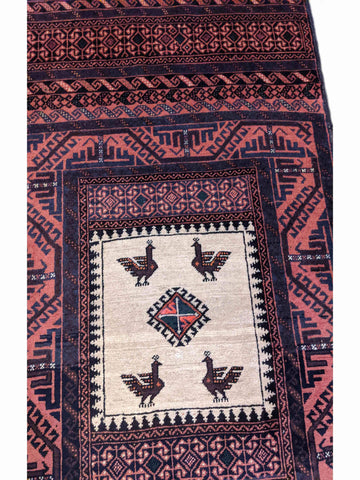 158 x 85 cm Persian Baluch Sumak Tribal Red Rug - Rugoutlet