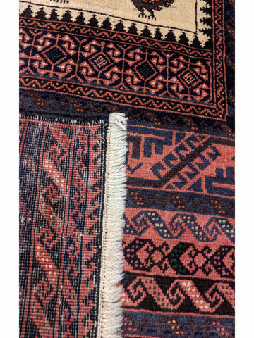 158 x 85 cm Persian Baluch Sumak Tribal Red Rug - Rugoutlet